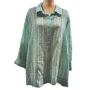 Ruby Rd Mint Green Button Front Top